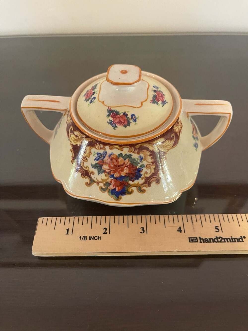Vintage Crown Ducal Ware Floral Lidded Sugar Bowl Made in England - Picture 5 of 7